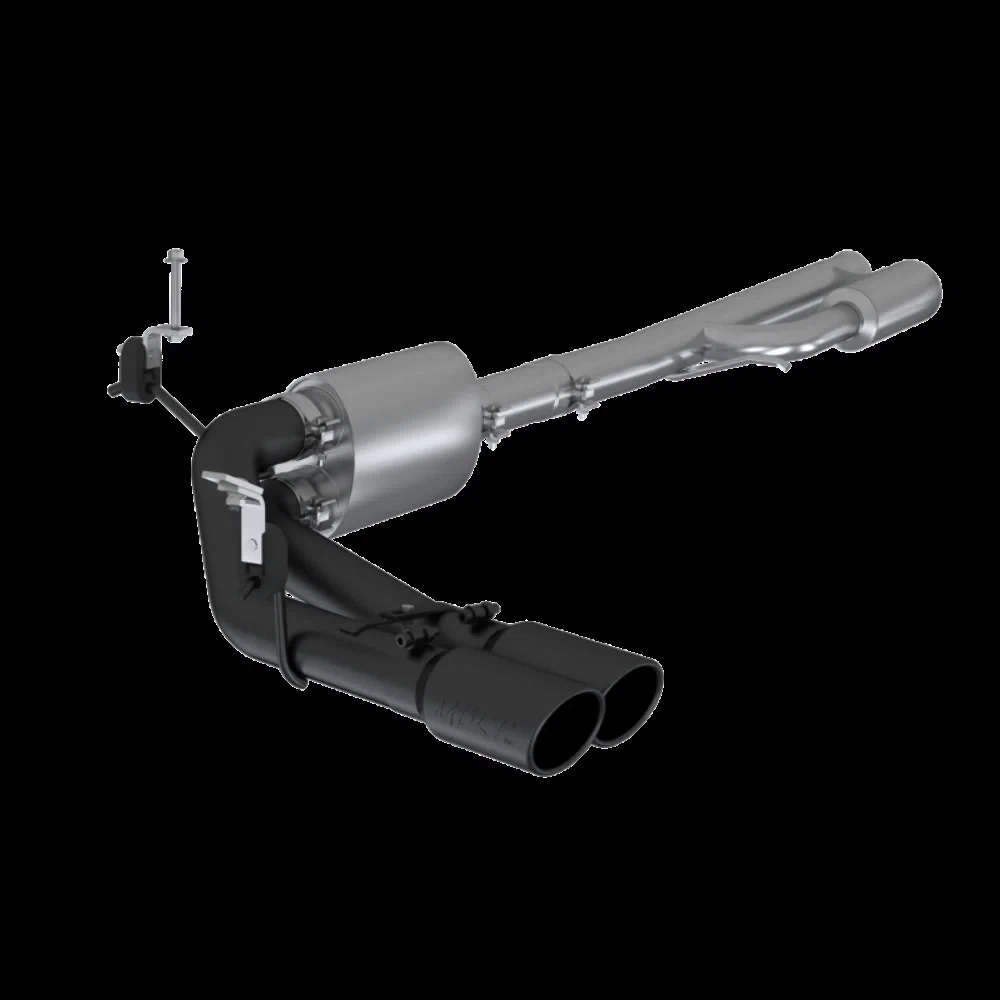 Fits 2019-2024 Silverado 1500 3_ Cat Back Pre-Axle Dual Side Exit-Black-S5092BLK